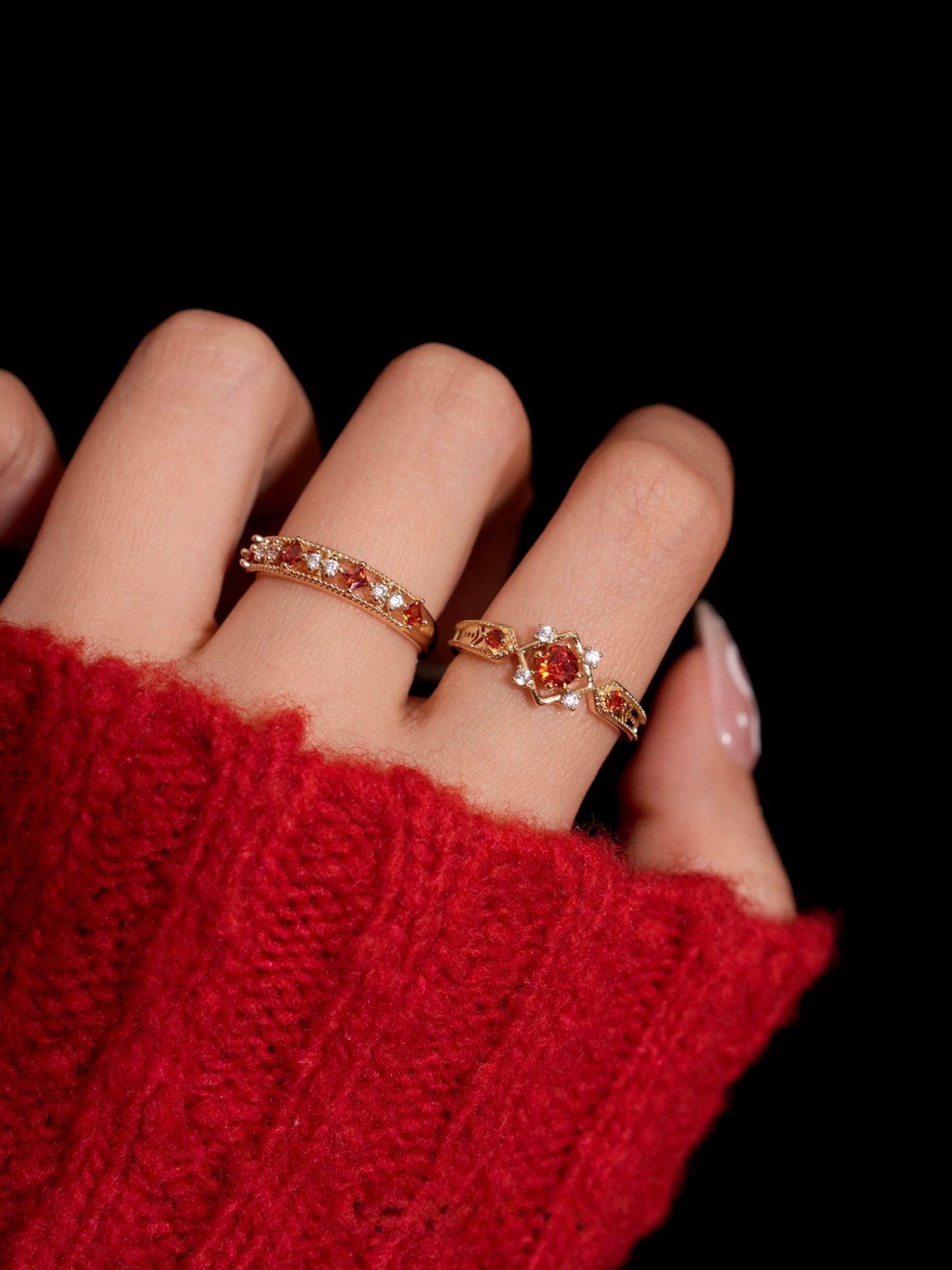 Scarlet Lattice Ring