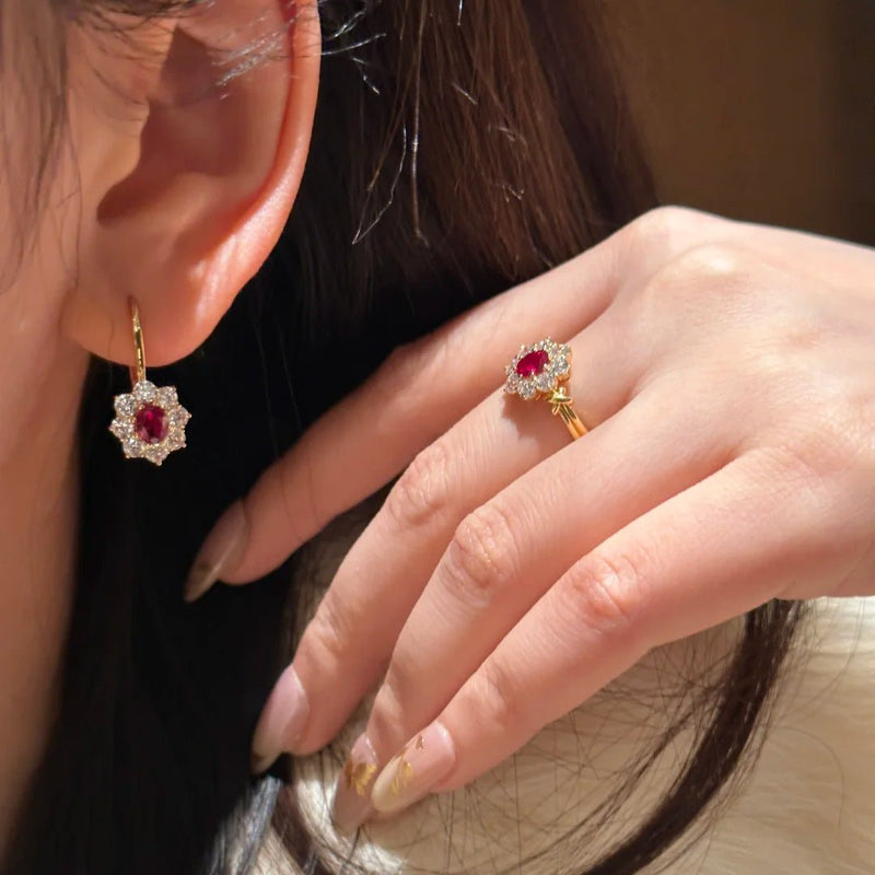 Scarlet Rosette Earrings