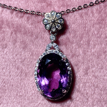 Sterling Silver Amethyst Pendant for Healing & Meditation