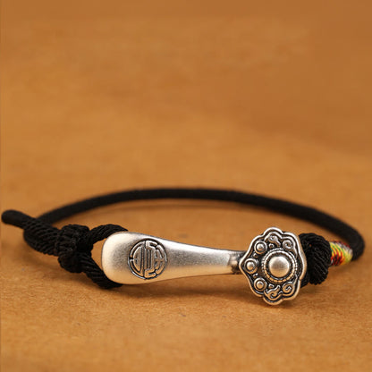 Sterling Silver Ruyi Red String Protection Bracelet for Luck