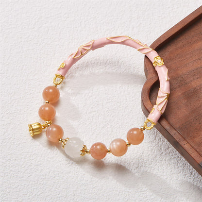 Sun Stone & Golden Silk Jade Positive Charm Bracelet