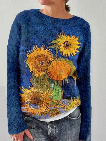 Zonnebloemen Van Gogh Gebreide Trui