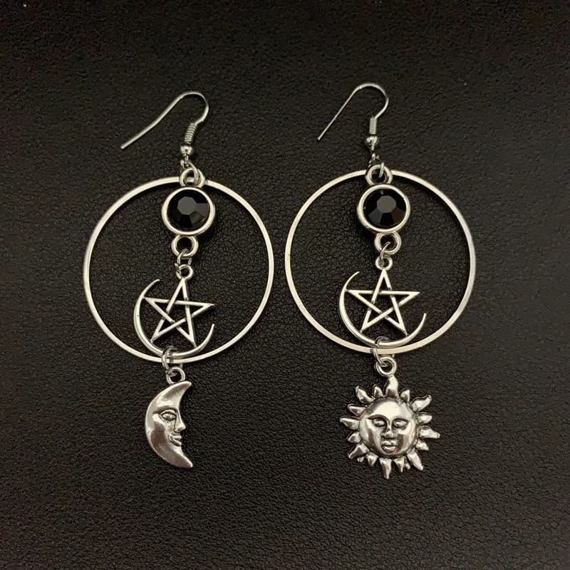 Mystical Pentacle Amulet Drop Earrings
