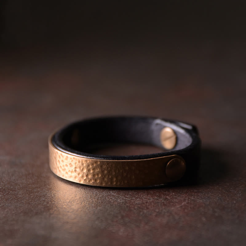 Copper Leather Wealth Bracelet for Spiritual Prosperity
