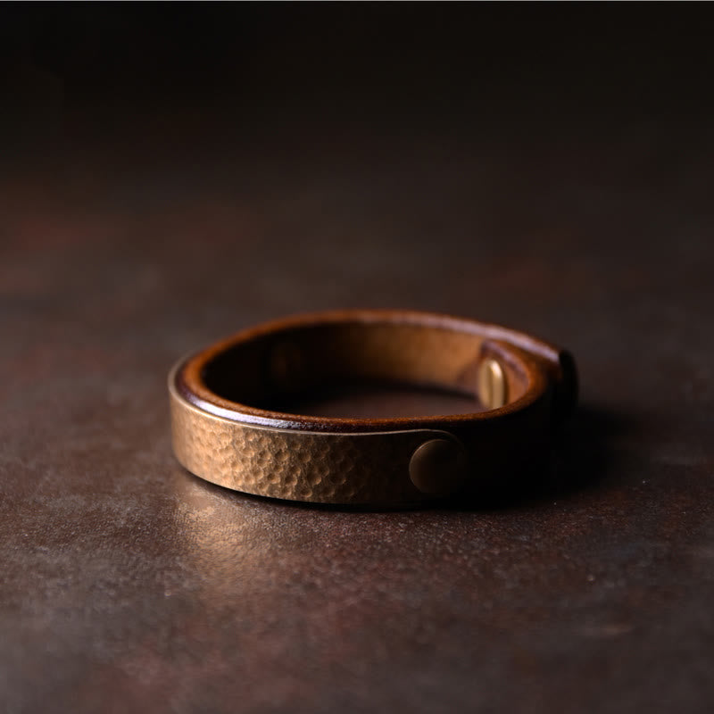 Copper Leather Wealth Bracelet for Spiritual Prosperity