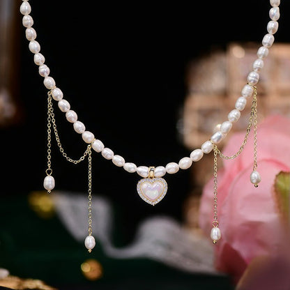 Jane Heart Pearl Choker Necklace