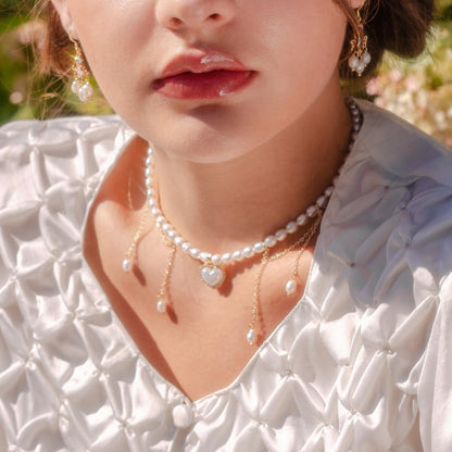 Jane Heart Pearl Choker Necklace