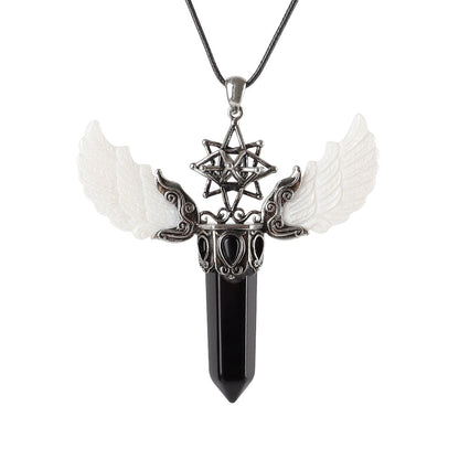 Wing Crystal Pendant 3.1in Spiritual Necklace