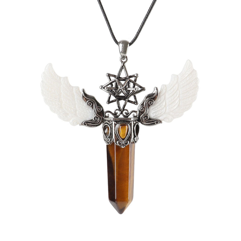 Wing Crystal Pendant 3.1in Spiritual Necklace