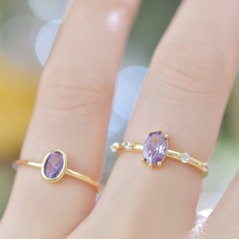 Violet Oval Bezel Ring