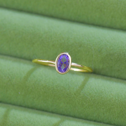 Violet Oval Bezel Ring