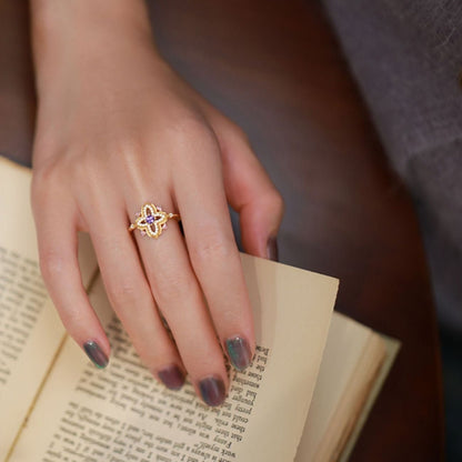 Violet Quatrefoil Ring