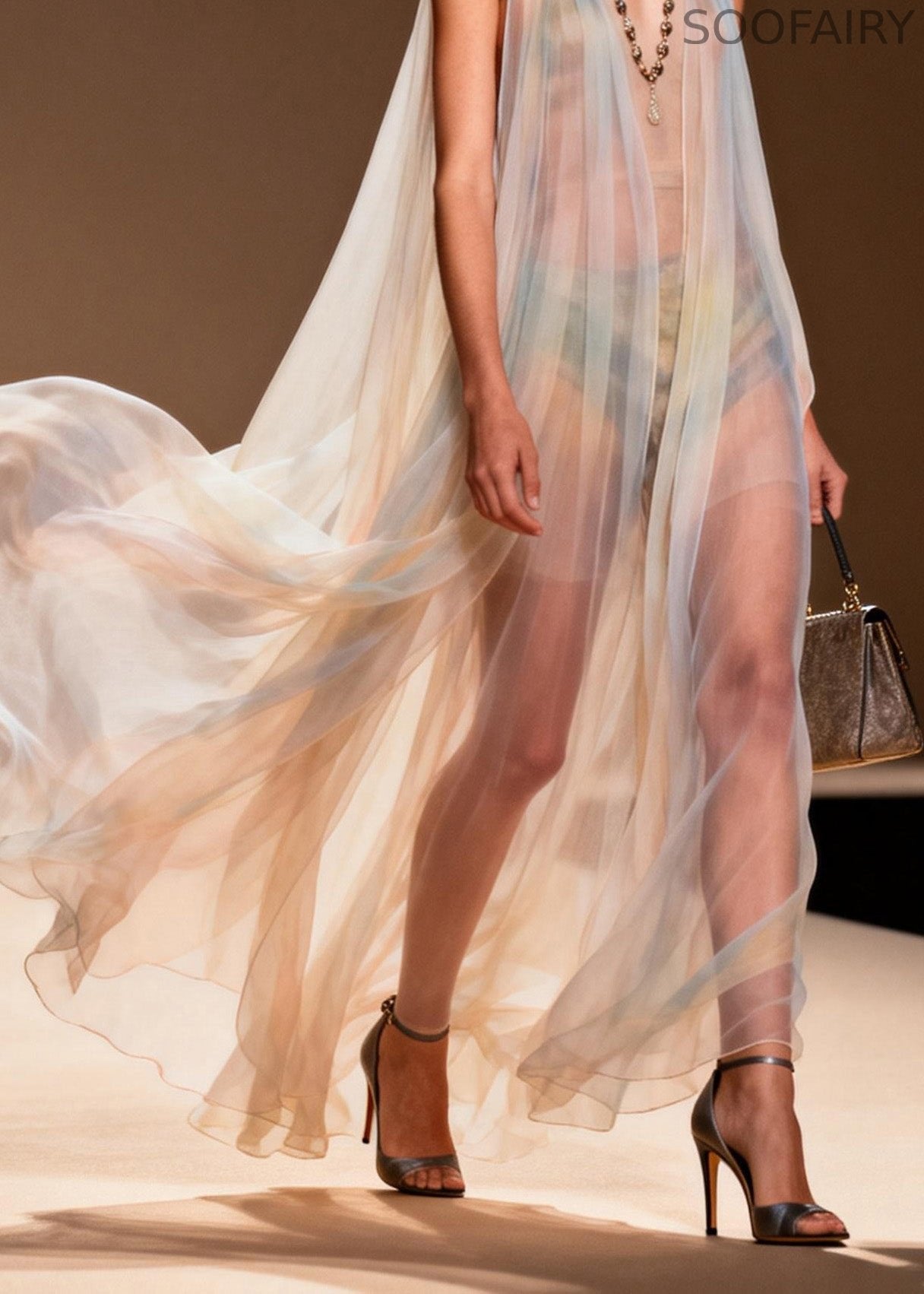 V Neck Chiffon Ankle Dress Sleeveless