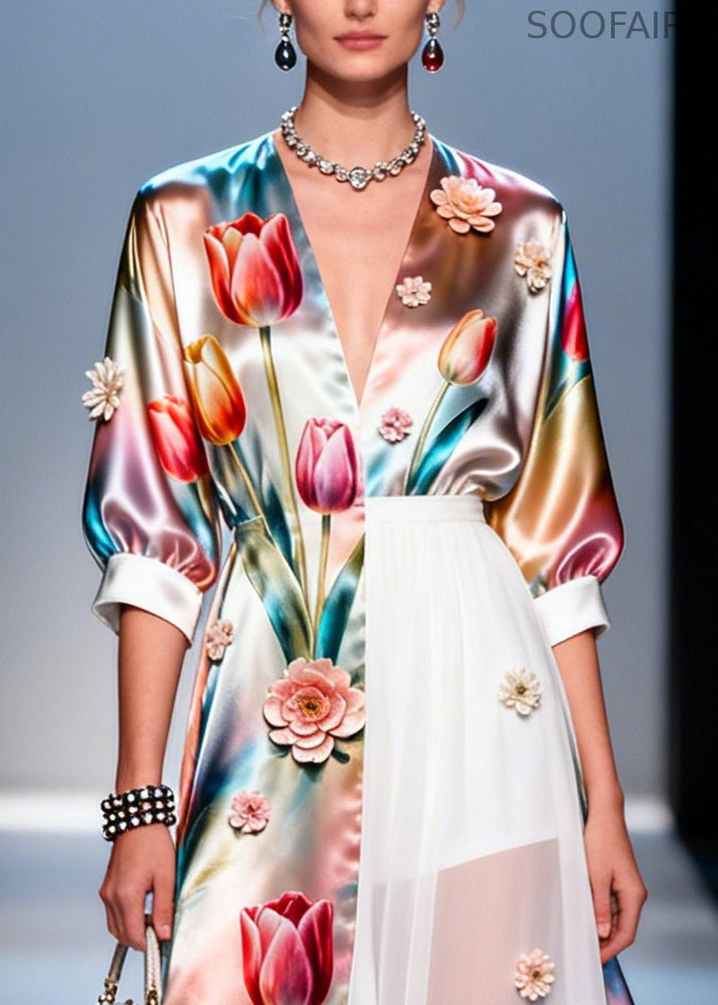Asymmetrical Design Handmade Silk Robe Dresses Summer
