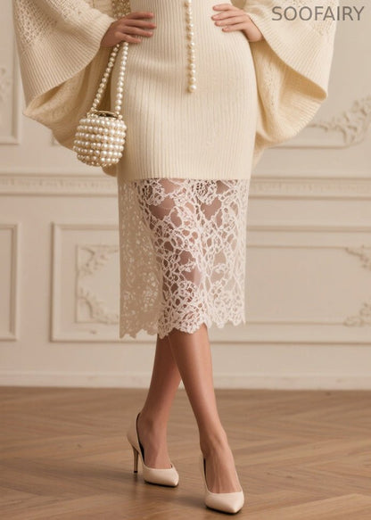 Beige Patchwork Fine Pearl Knit Two Piece Set Clothing Spring