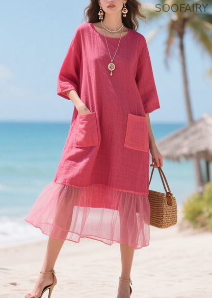 Rose Oversized Patchwork Tulle Maxi Dresses Summer