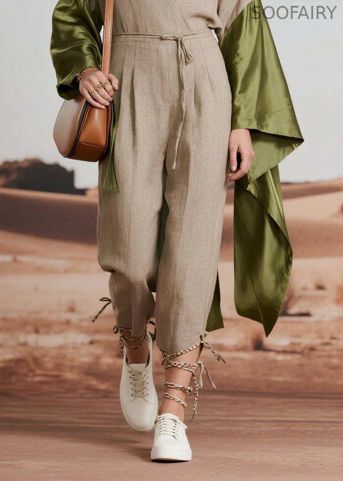 Light Grey Asymmetrical Patchwork Linen Jumpsuit Spring