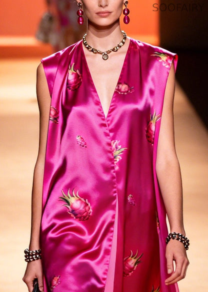 Rose Oversized Print Chiffon Maxi Dress Sleeveless