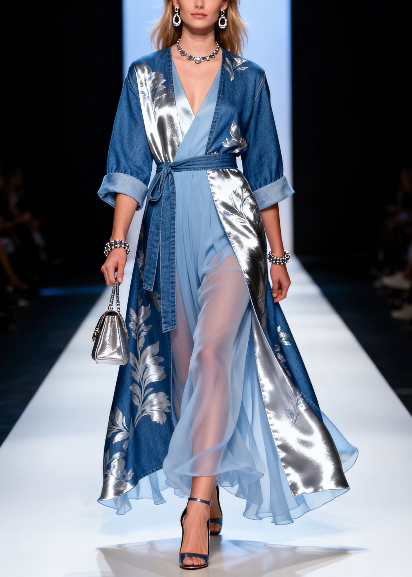 Blue Asymmetrical Patchwork Denim Robe Dresses Summer