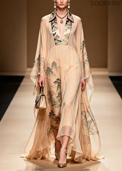 Asymmetrical Print Patchwork Chiffon Dress Spring