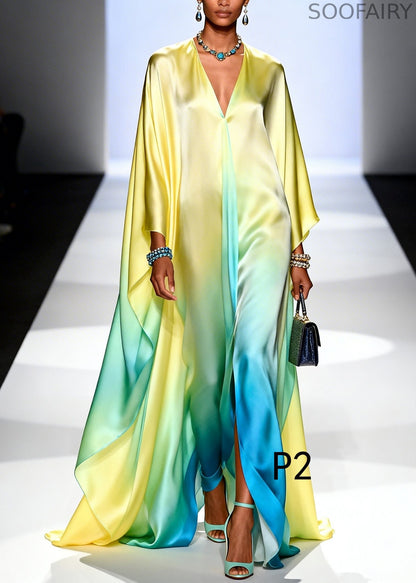 Classy Gradient Color Oversized Chiffon Holiday Dress Summer