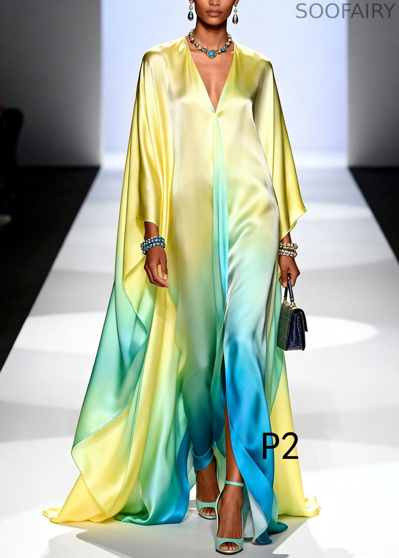 Classy Gradient Color Oversized Chiffon Holiday Dress Summer