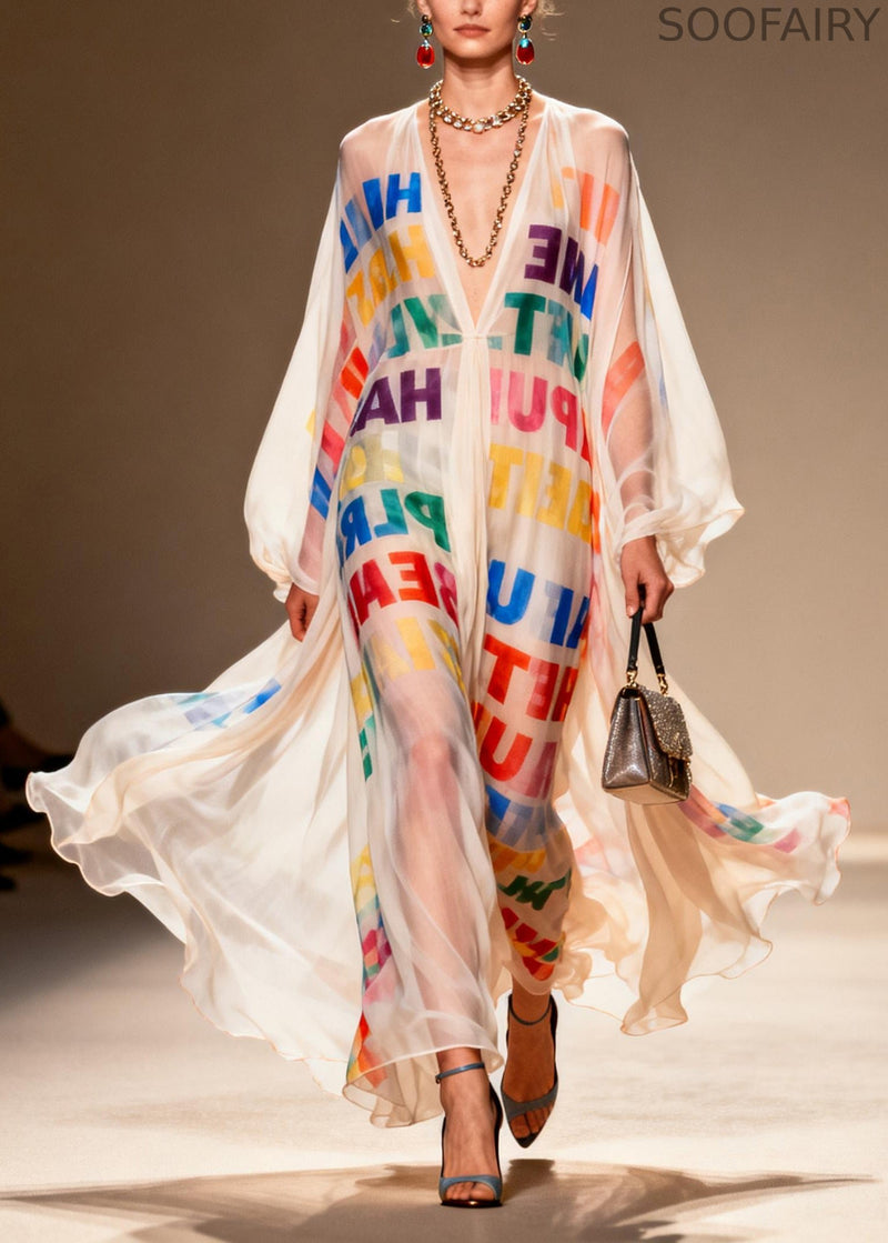Leopard Print Chiffon Sheer Dresses Oversized Hollow Out Summer