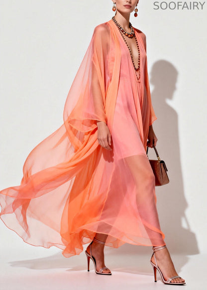Modern V Neck Patchwork Chiffon Sets 2 Pieces Summer
