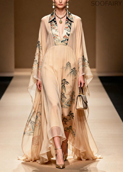 Asymmetrical Print Patchwork Chiffon Dress Spring