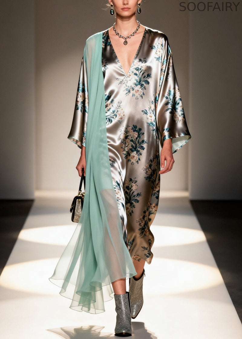 Unique Grey Print Patchwork Tulle Vacation Dresses Spring
