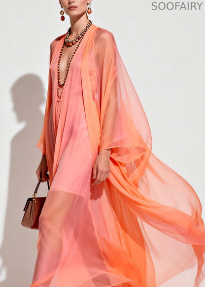 Modern V Neck Patchwork Chiffon Sets 2 Pieces Summer
