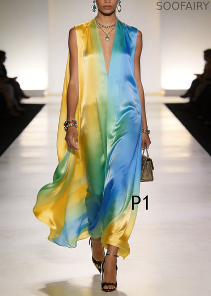 Classy Oversized Tie Dye Chiffon Dresses Sleeveless