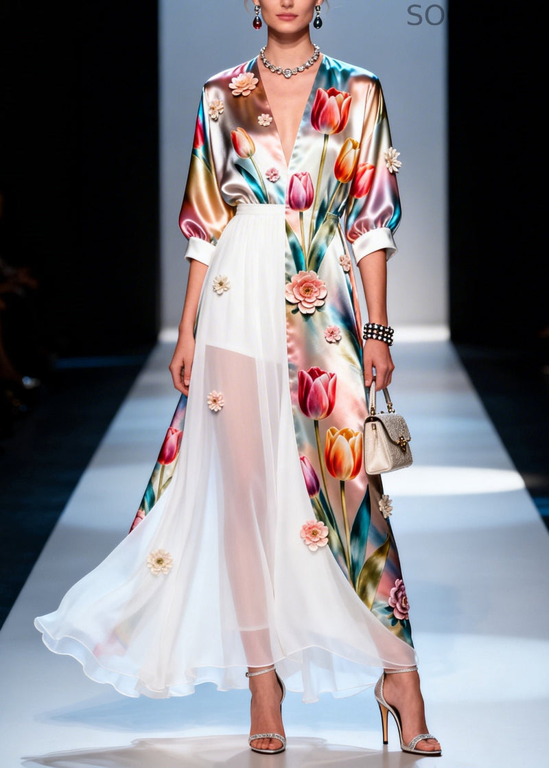 Asymmetrical Design Handmade Silk Robe Dresses Summer