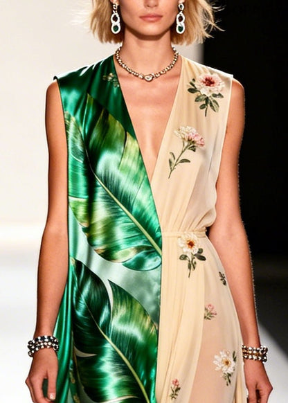 Colorblock Asymmetrical Patchwork Chiffon Party Dresses Sleeveless