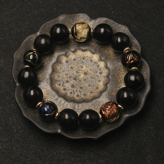 Western Soapberry Liuli Glass 14mm Spiritual Wealth Bracelet
