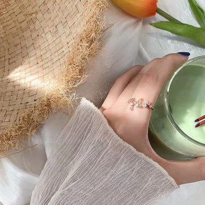 Vivian White Flower Butterfly Ring
