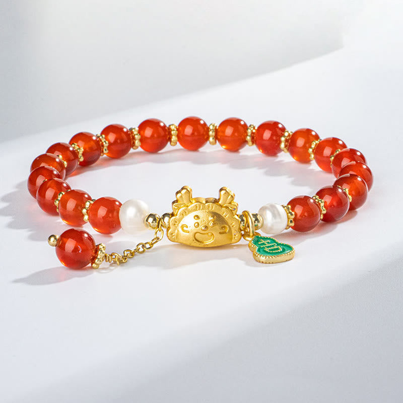 Year of the Dragon Red Agate Luck Bracelet 6mm