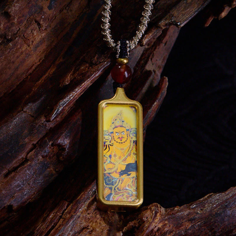 Yellow God of Wealth Nine-tailed Fox Spiritual Necklace Pendant